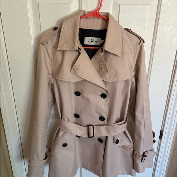 Coach Authentic Blush Trench Coat with Belted Waist Size Large - Picture 2 of 16